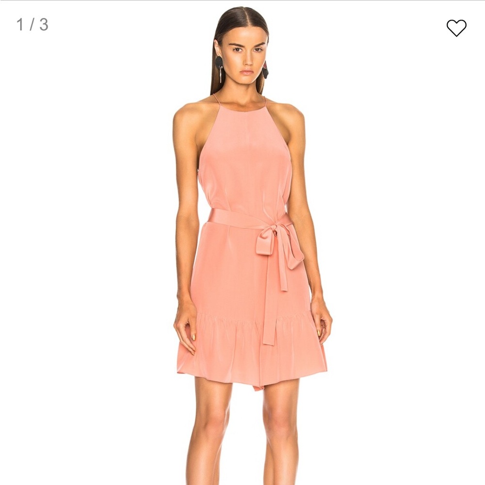 Tibi Pink Silk Halter Sundress Romper Mini Wedding Guest